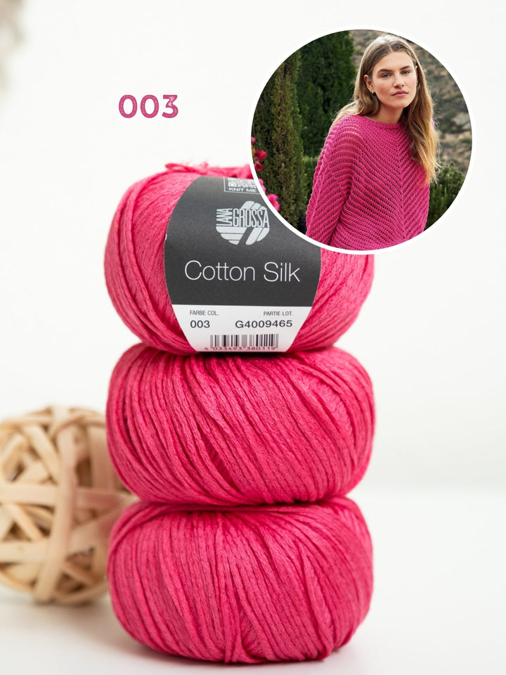 Strickpaket Cotton Silk Pullover mit Fischgrätmuster