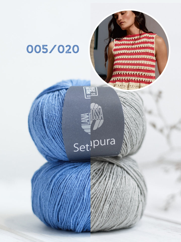 Häkelpaket Setapura Peplum-Top im Strukturmuster