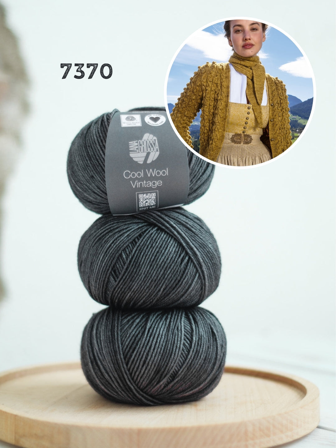 Strickpaket Cool Wool Vintage Jacke im Zopf-noppenmuster