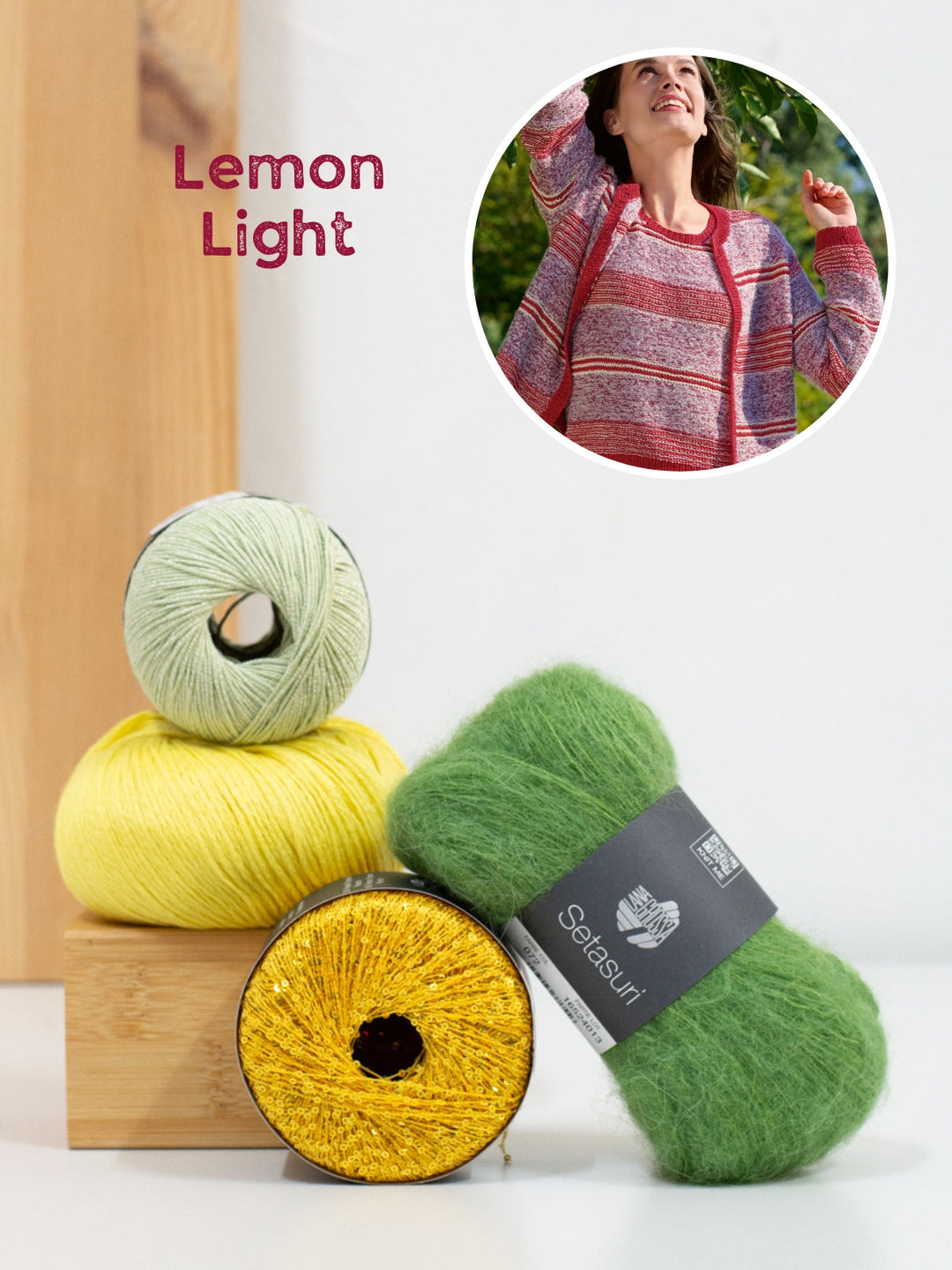 Strickpaket Streifenjacke aus Garnmix