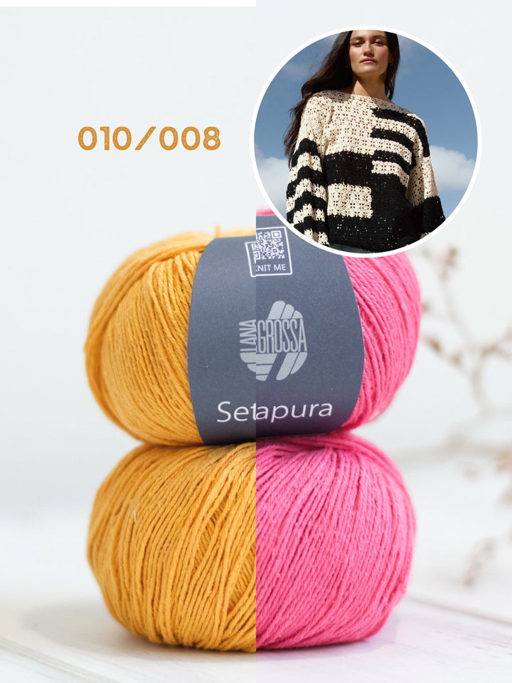 Häkelpaket Setapura Pullover im Lochmuster