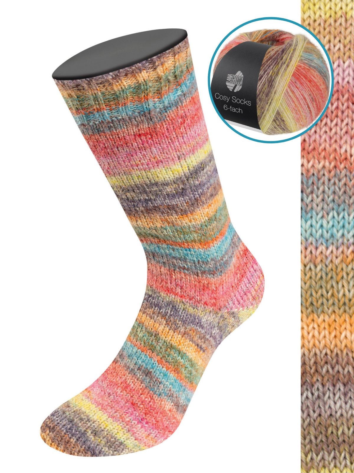 Cosy Socks 6-fach Dream 2152 Rosenbeige/Gelb/Grau-/Hell-/Dunkelbraun/Orange/Jade/Türkis/Tonrot/Altrosa