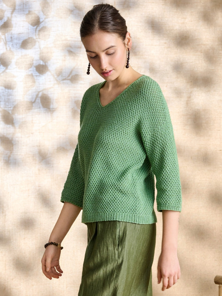 Strickpaket Landlust Sommerseide Pullover im Perlmuster