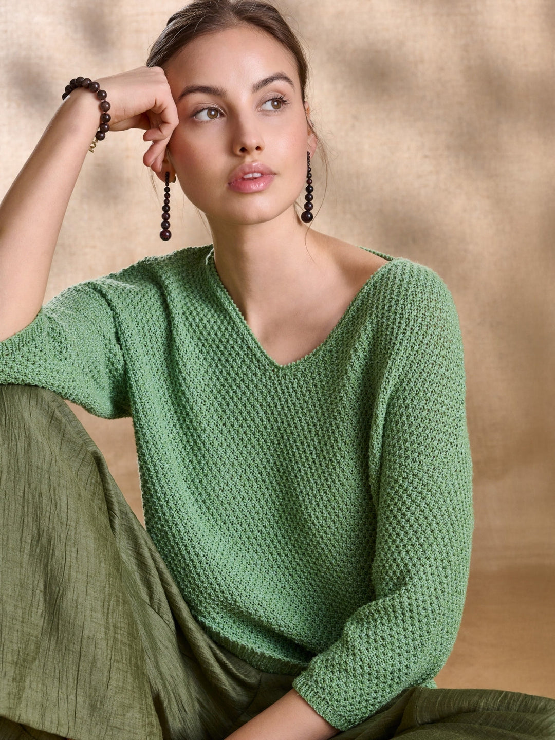 Strickpaket Landlust Sommerseide Pullover im Perlmuster