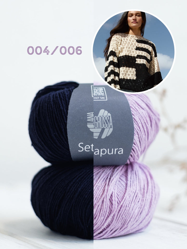 Häkelpaket Setapura Pullover im Lochmuster