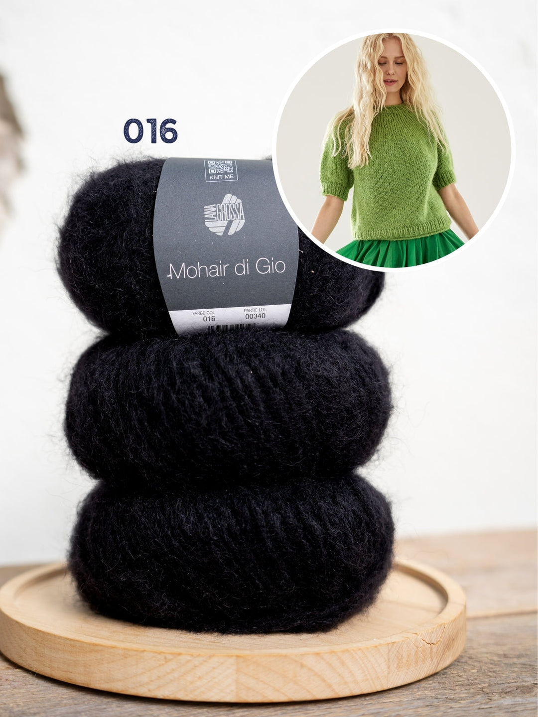 Strickpaket Mohair Di Gio Pullover mit kurzen Ärmeln – Top-down