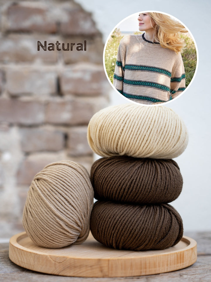 Strickpaket Cool Wool Superbig Melange Streifenpullover