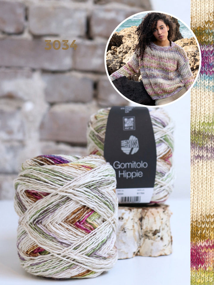 Strickpaket Gomitolo Hippie Patentmuster-Pullover
