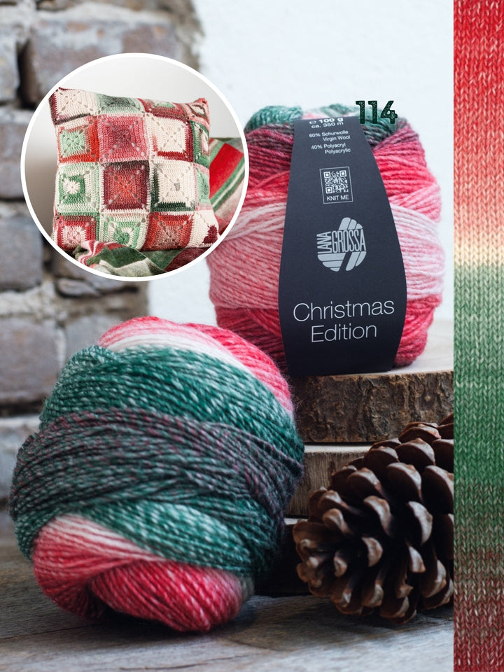 Häkelpaket Gomitolo Christmas Edition Granny Kissen