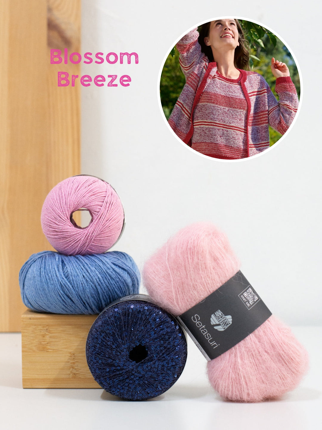 Strickpaket Streifenjacke aus Garnmix