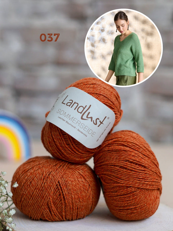 Strickpaket Landlust Sommerseide Pullover im Perlmuster