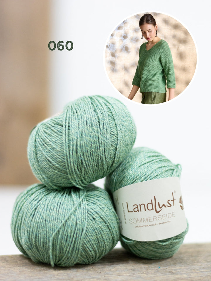 Strickpaket Landlust Sommerseide Pullover im Perlmuster