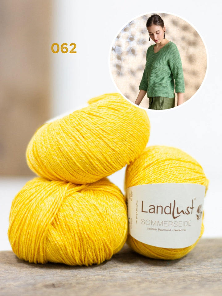 Strickpaket Landlust Sommerseide Pullover im Perlmuster