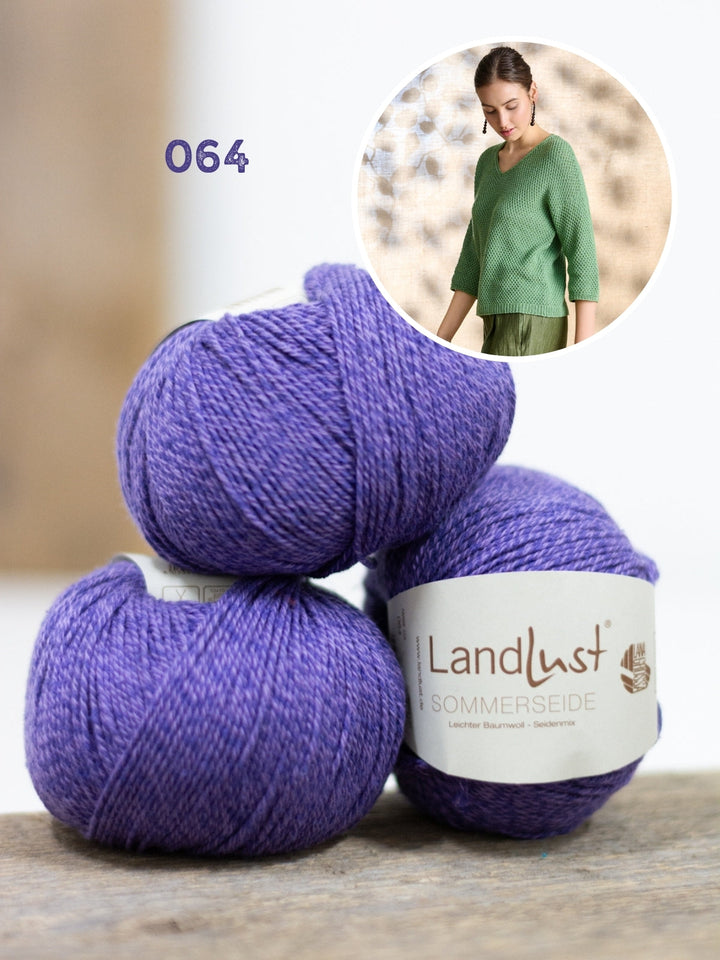 Strickpaket Landlust Sommerseide Pullover im Perlmuster