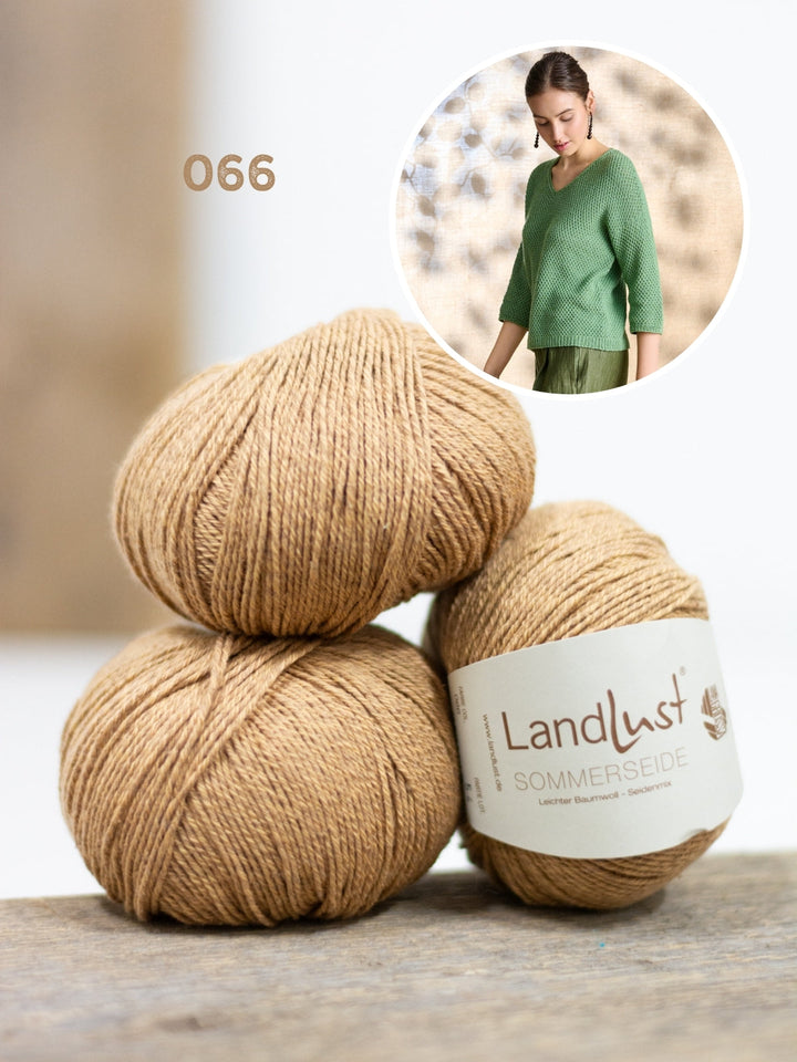 Strickpaket Landlust Sommerseide Pullover im Perlmuster