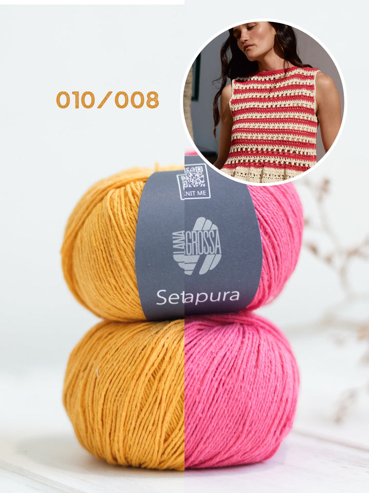 Häkelpaket Setapura Peplum-Top im Strukturmuster