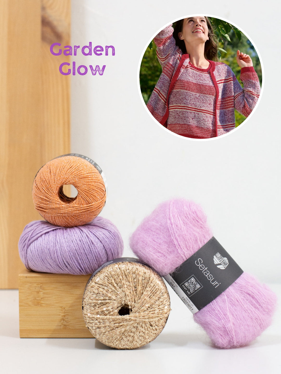Strickpaket Streifenjacke aus Garnmix