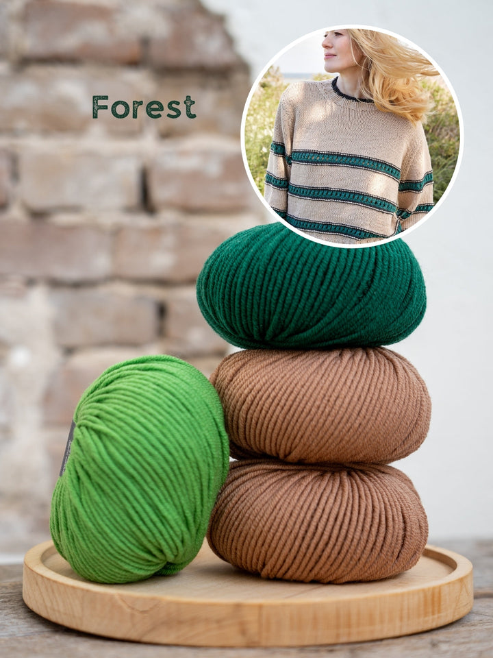 Strickpaket Cool Wool Superbig Melange Streifenpullover