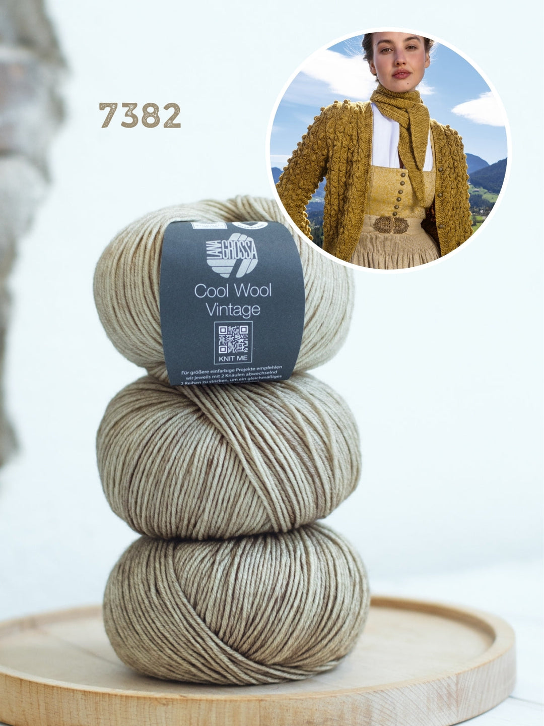 Strickpaket Cool Wool Vintage Jacke im Zopf-noppenmuster