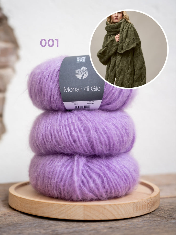 Strickpaket Mohair Di Gio Oversized Cardigan mit Zöpfen