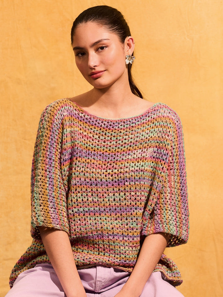 Strickpaket Gomitolo Alga Shirt im Lochmuster