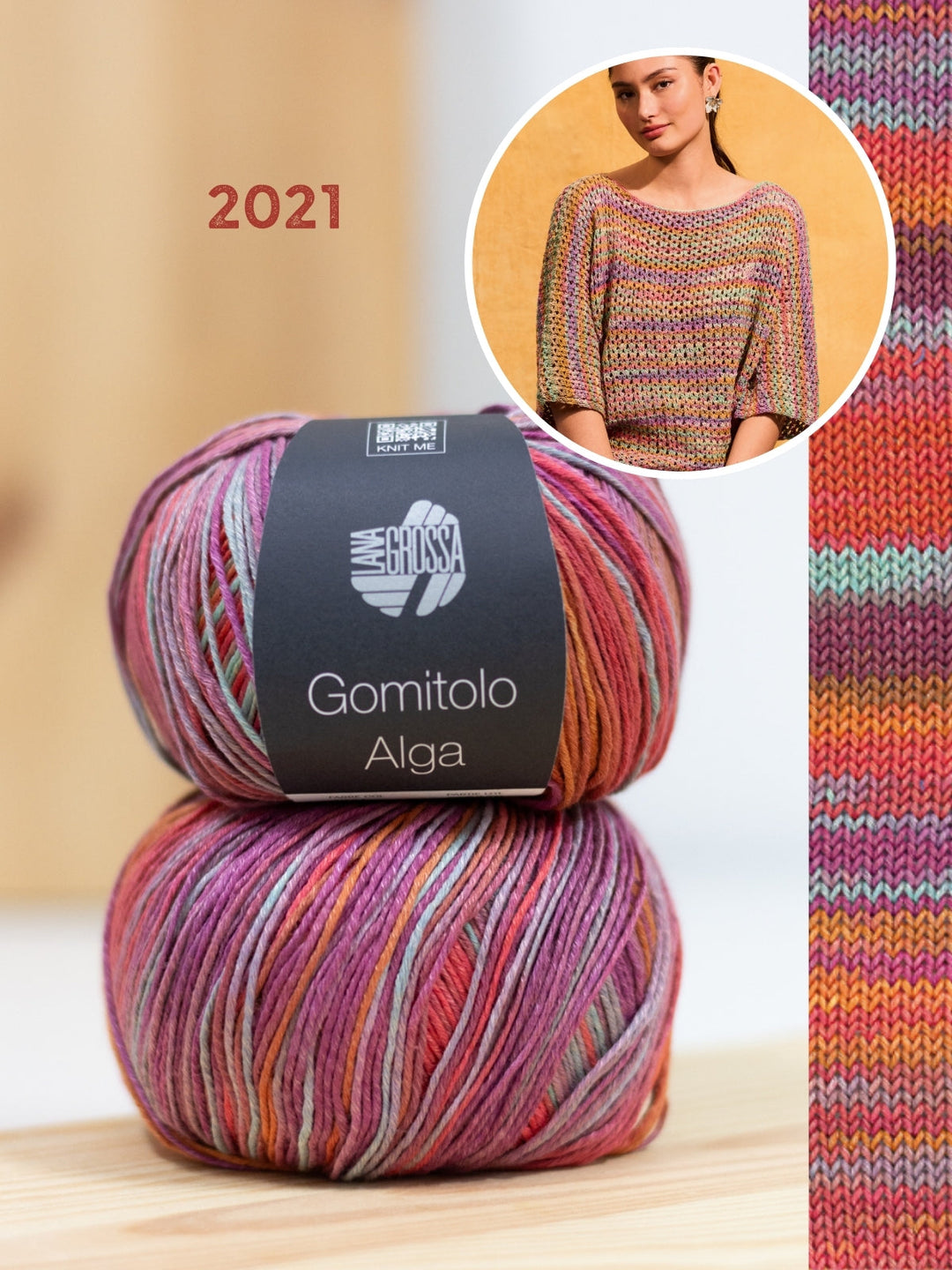 Strickpaket Gomitolo Alga Shirt im Lochmuster