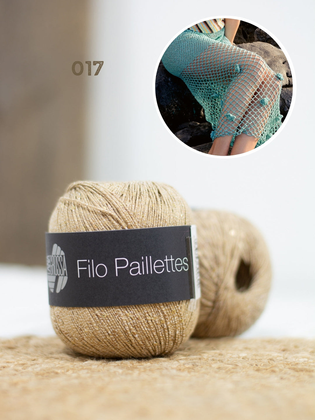 Häkelpaket Filo Paillettes Rock mit Blüten