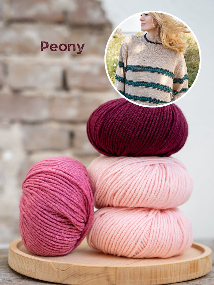 Strickpaket Cool Wool Superbig Melange Streifenpullover