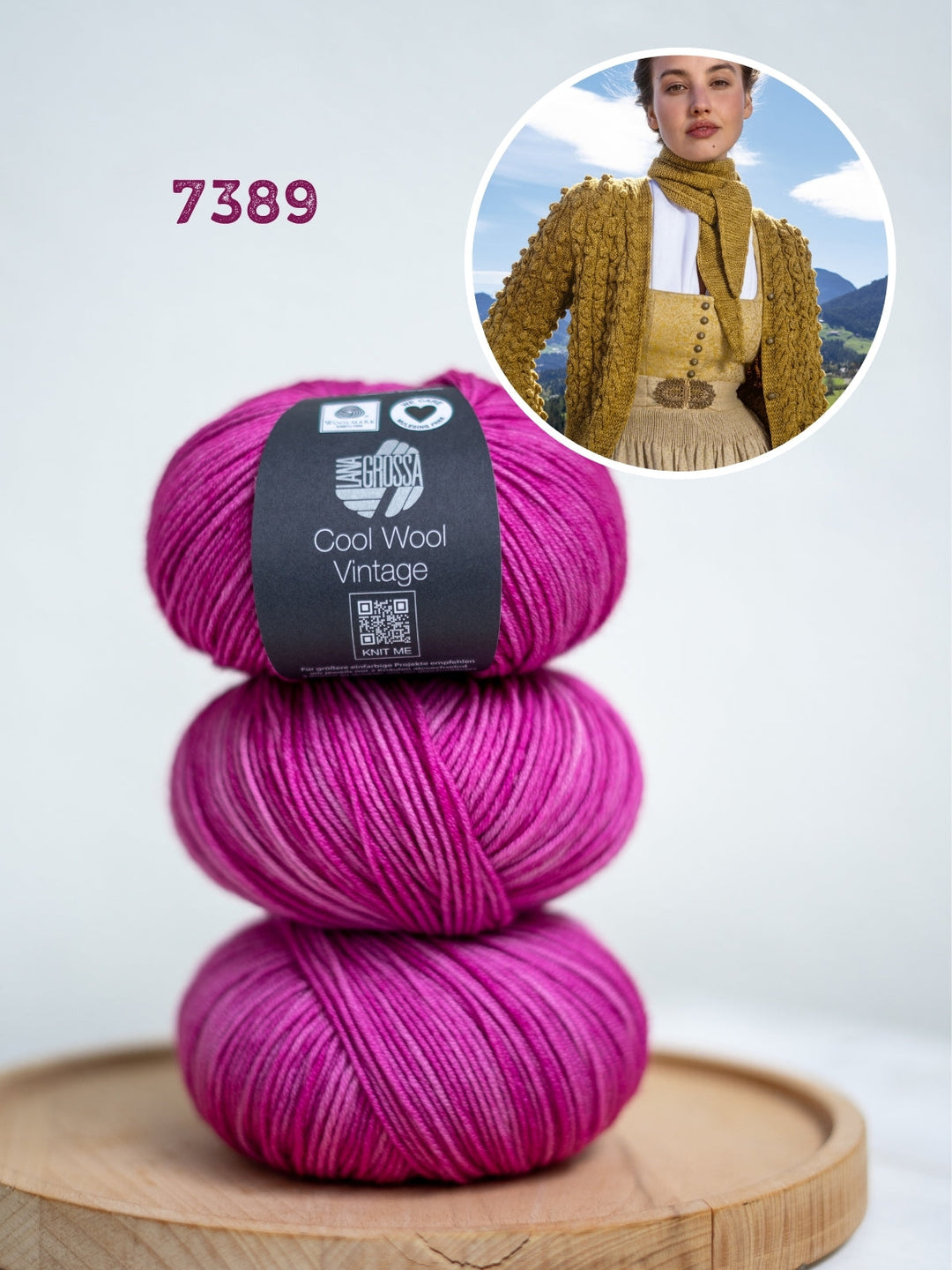 Strickpaket Cool Wool Vintage Jacke im Zopf-noppenmuster