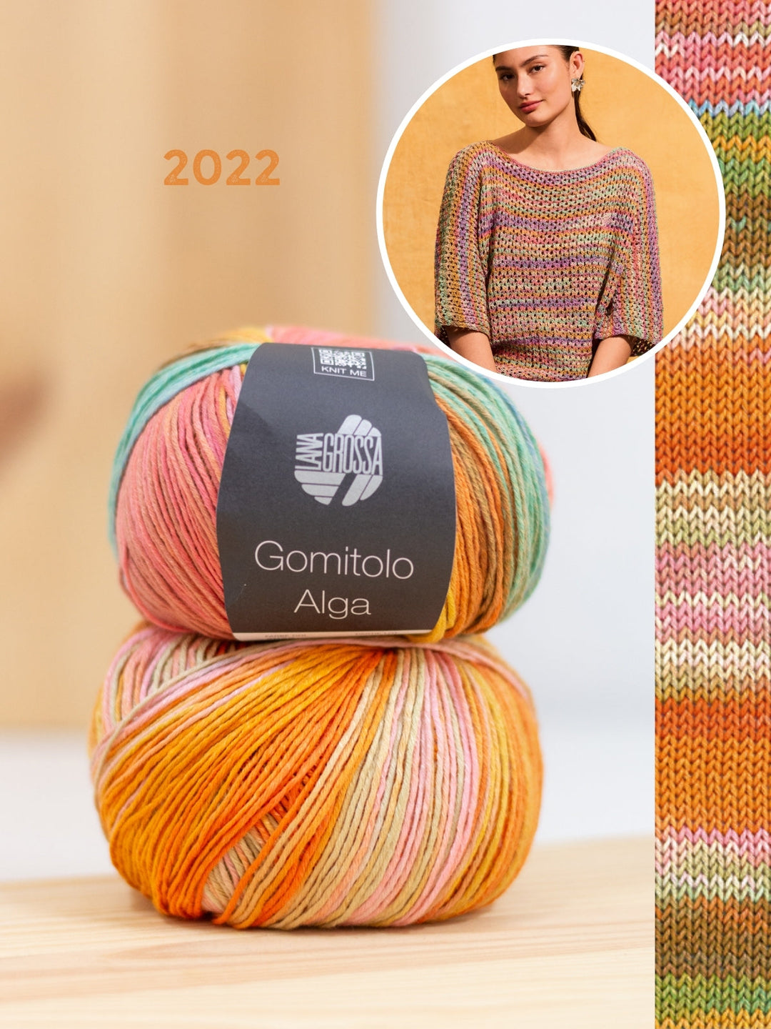 Strickpaket Gomitolo Alga Shirt im Lochmuster