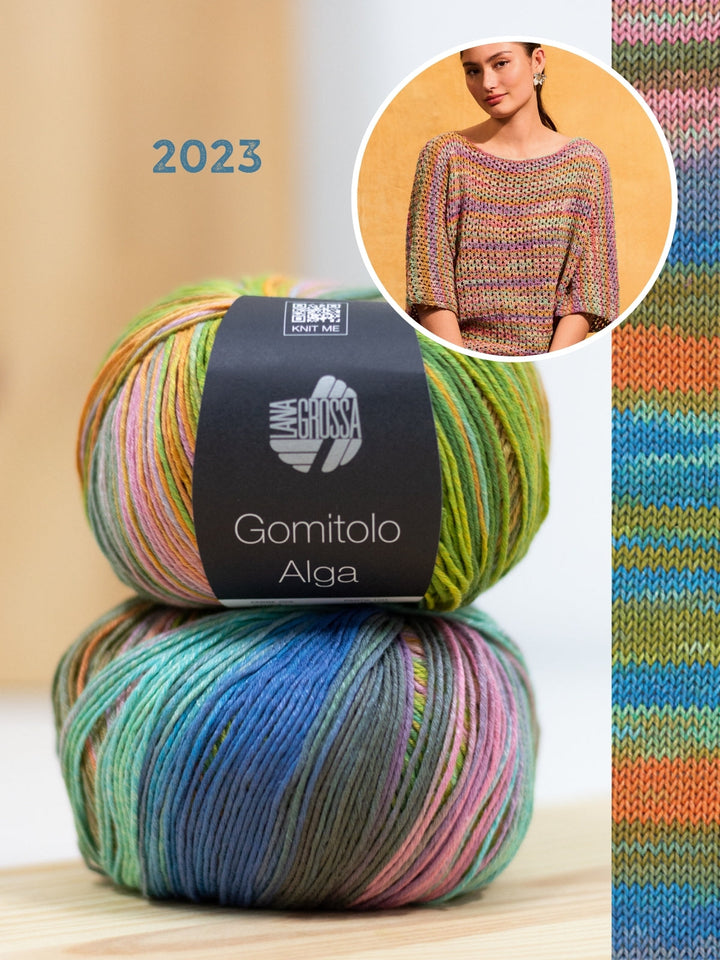 Strickpaket Gomitolo Alga Shirt im Lochmuster