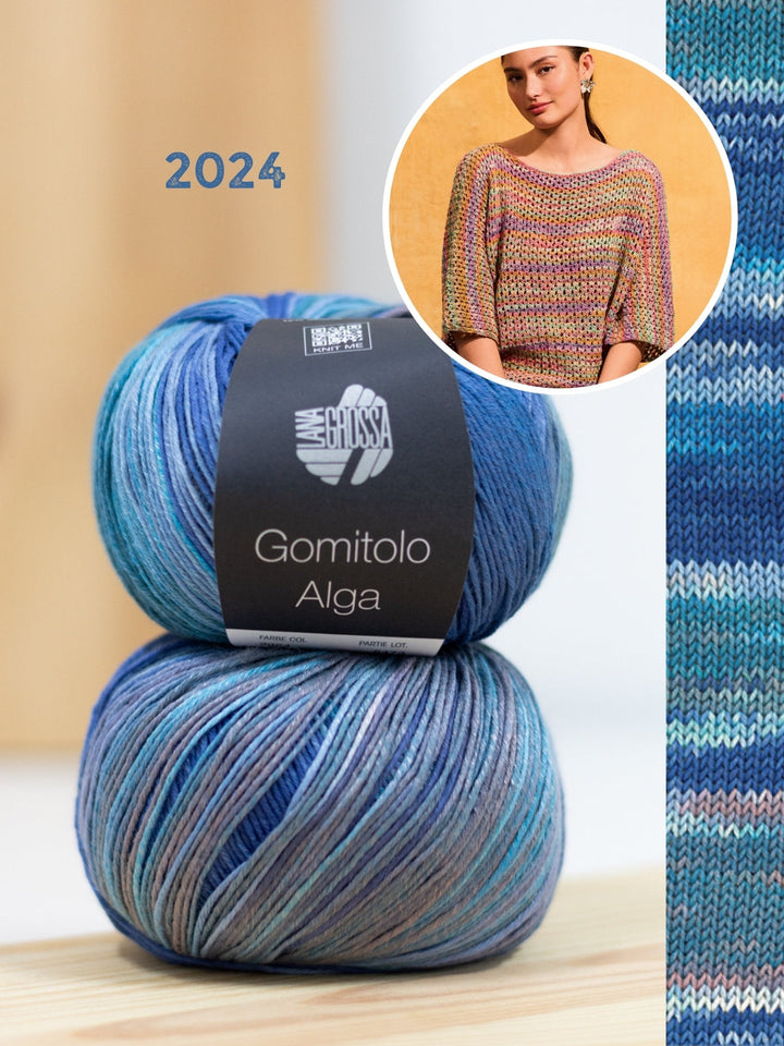 Strickpaket Gomitolo Alga Shirt im Lochmuster