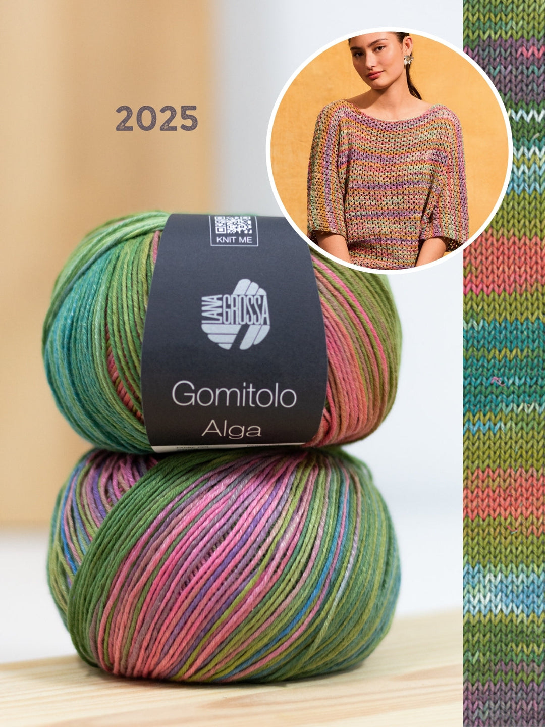 Strickpaket Gomitolo Alga Shirt im Lochmuster