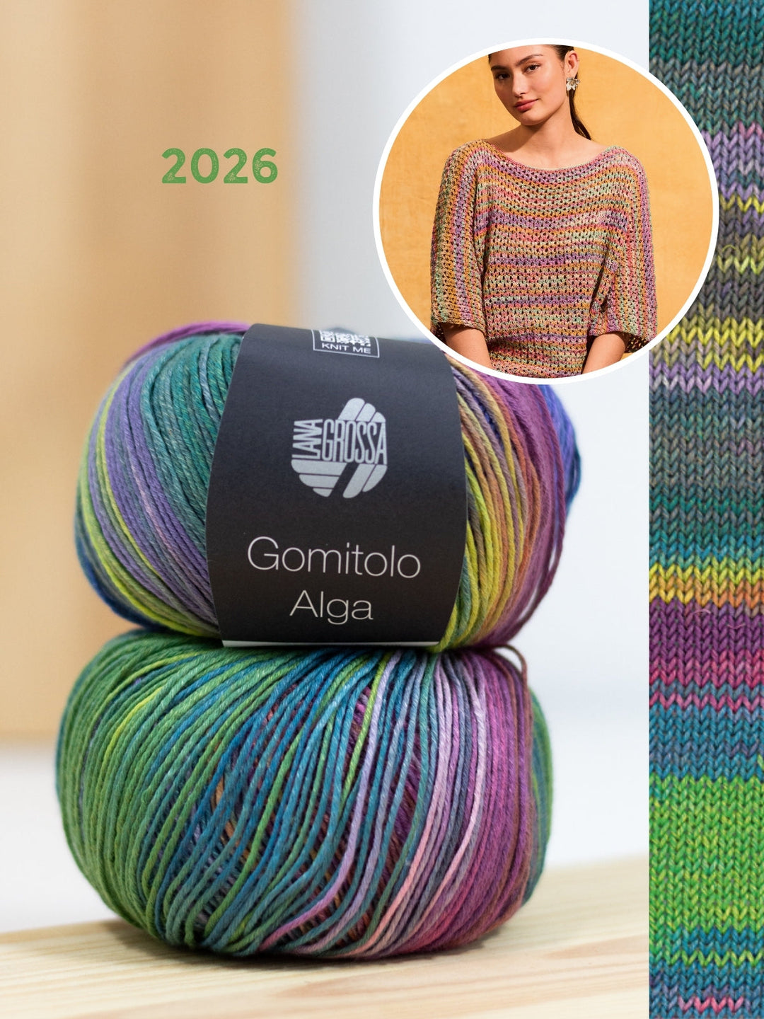 Strickpaket Gomitolo Alga Shirt im Lochmuster