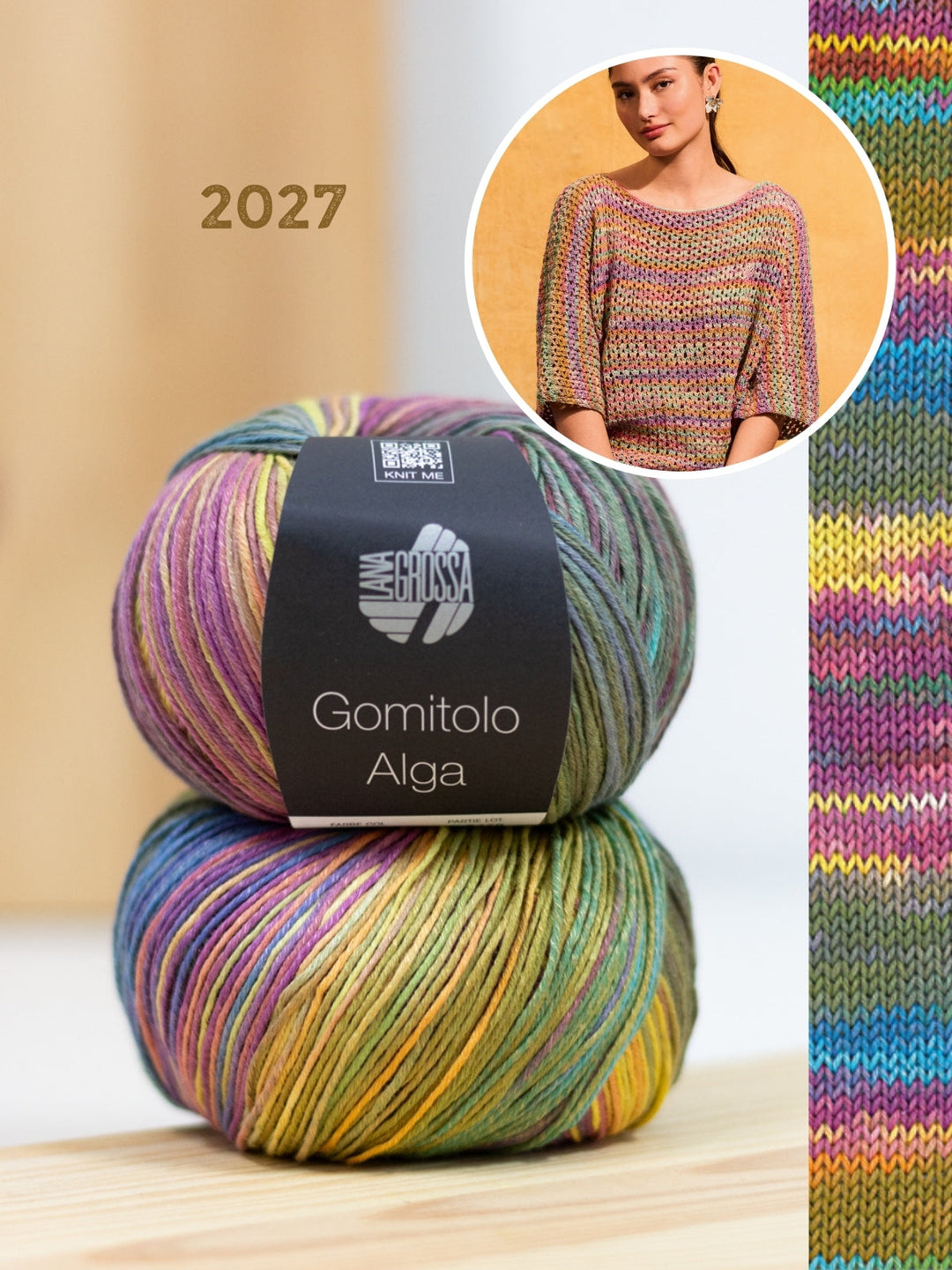 Strickpaket Gomitolo Alga Shirt im Lochmuster