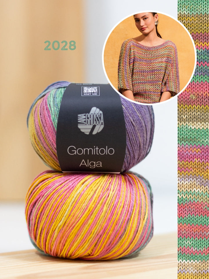 Strickpaket Gomitolo Alga Shirt im Lochmuster