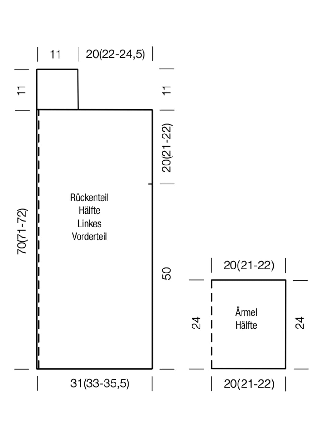 Strickpaket Popcorn Lange Jacke im Patentmuster