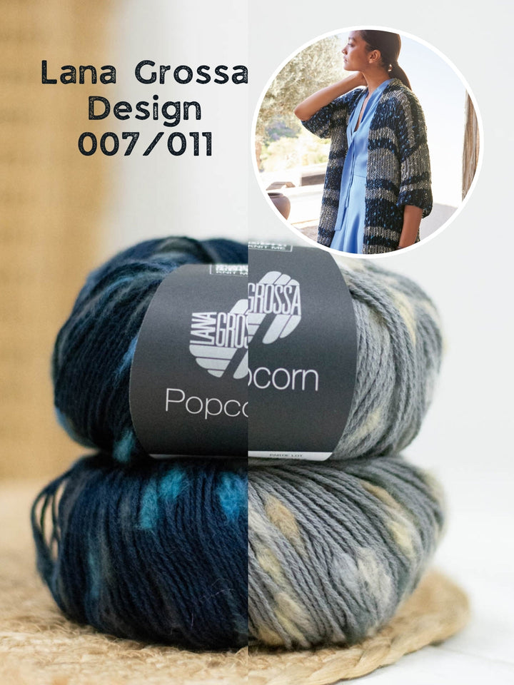 Strickpaket Popcorn Lange Jacke im Patentmuster