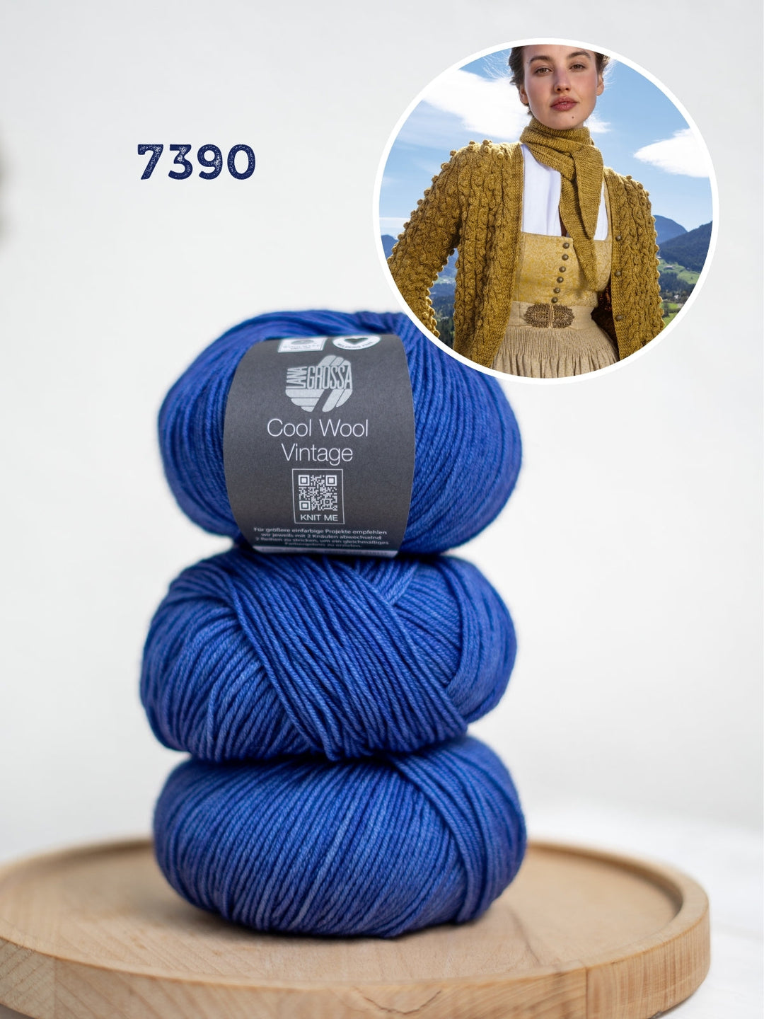 Strickpaket Cool Wool Vintage Jacke im Zopf-noppenmuster