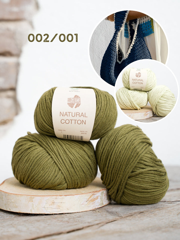Häkelpaket Natural Cotton Runde Tasche
