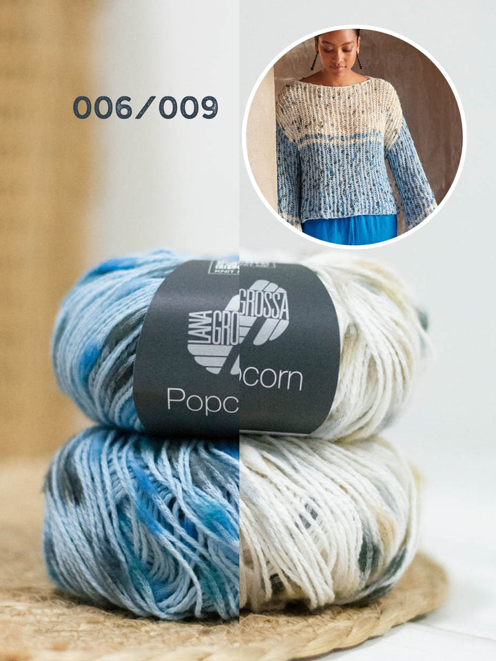 Strickpaket Popcorn Pullover im Patentmuster