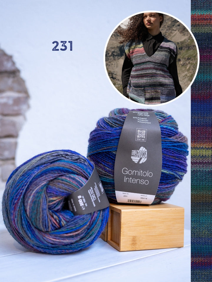 Strickpaket Gomitolo Intenso Top-down V-Ausschnitt-Pullunder