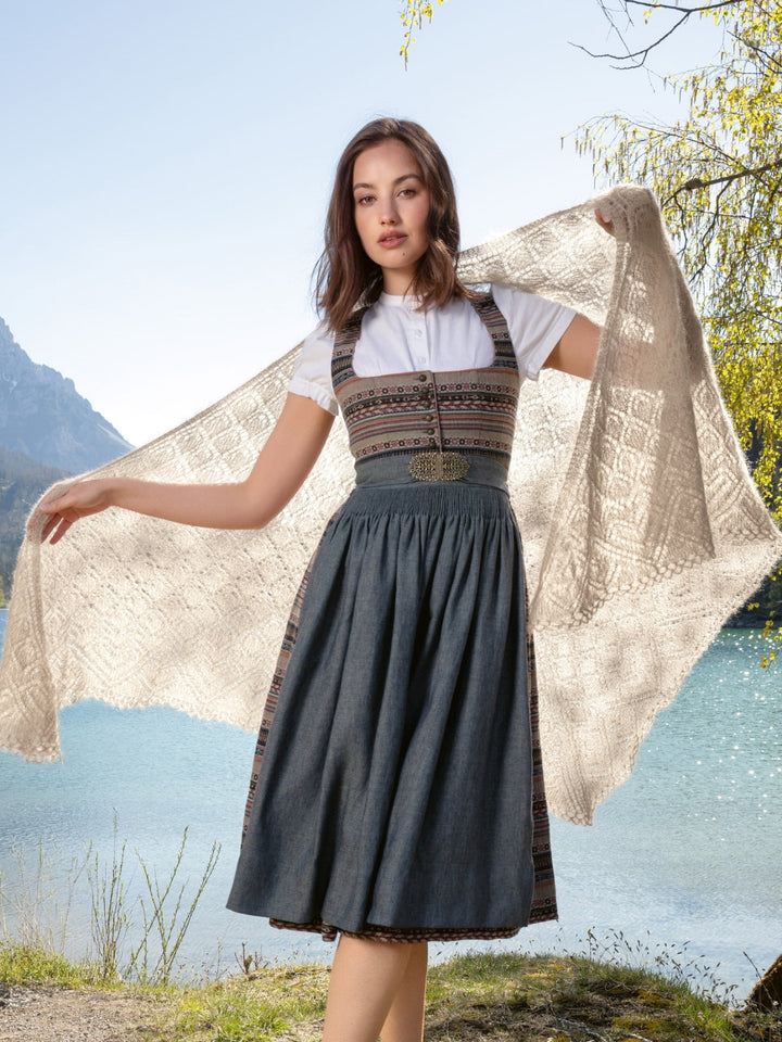 Strickpaket Silkhair Dreieckstuch im Muschelmuster