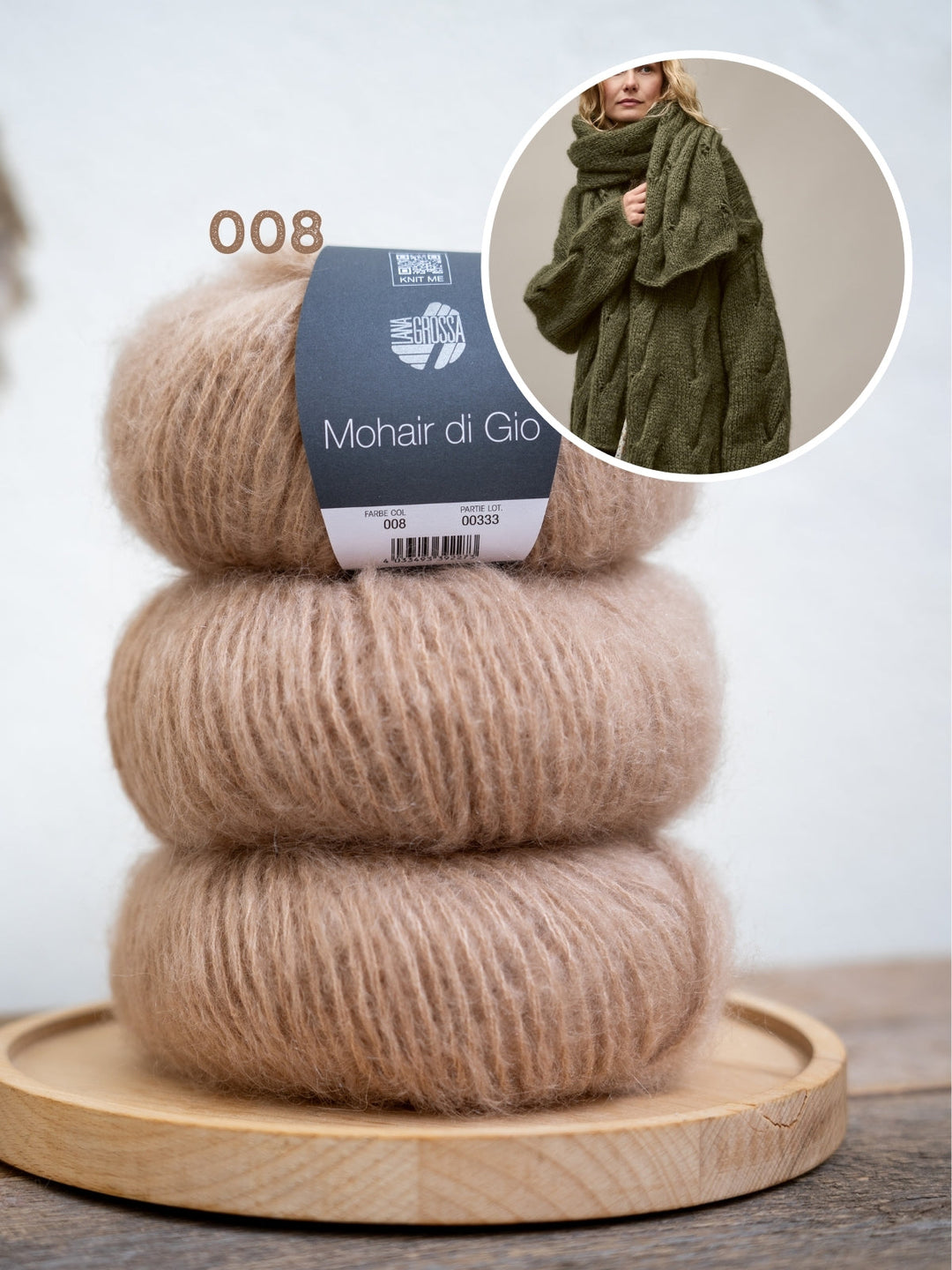 Strickpaket Mohair Di Gio Oversized Cardigan mit Zöpfen