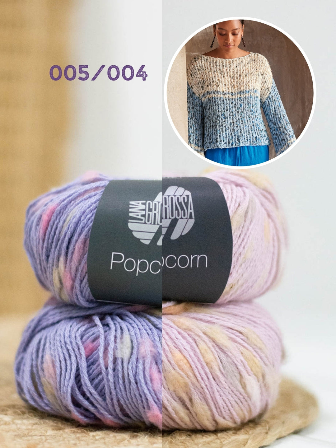 Strickpaket Popcorn Pullover im Patentmuster