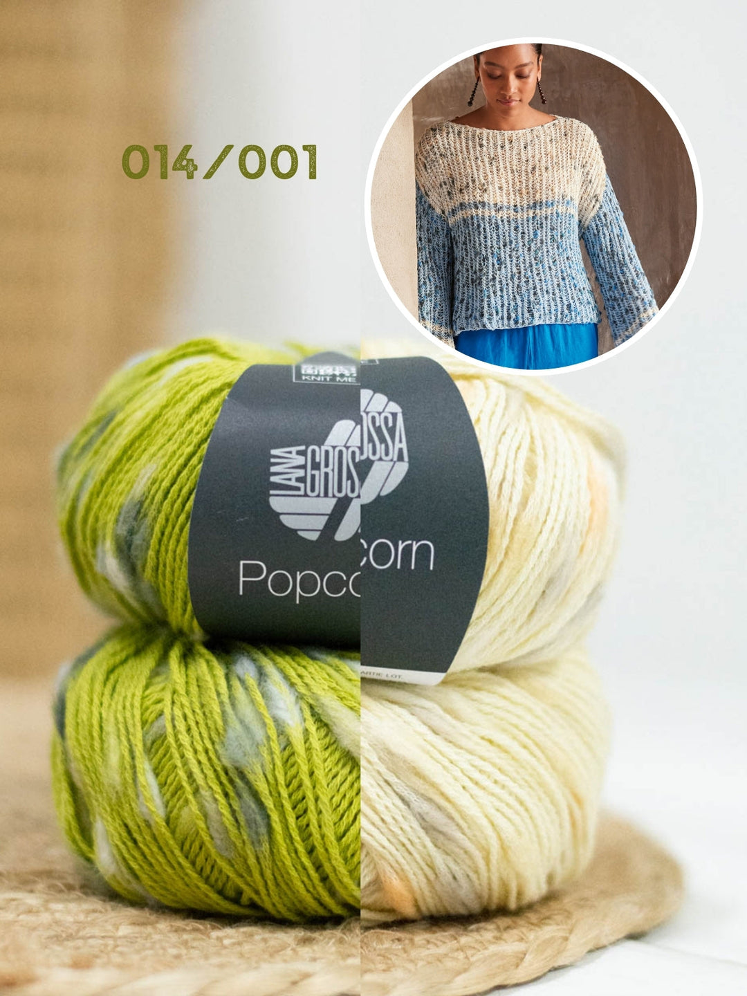 Strickpaket Popcorn Pullover im Patentmuster