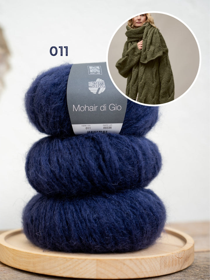 Strickpaket Mohair Di Gio Schal mit Zöpfen