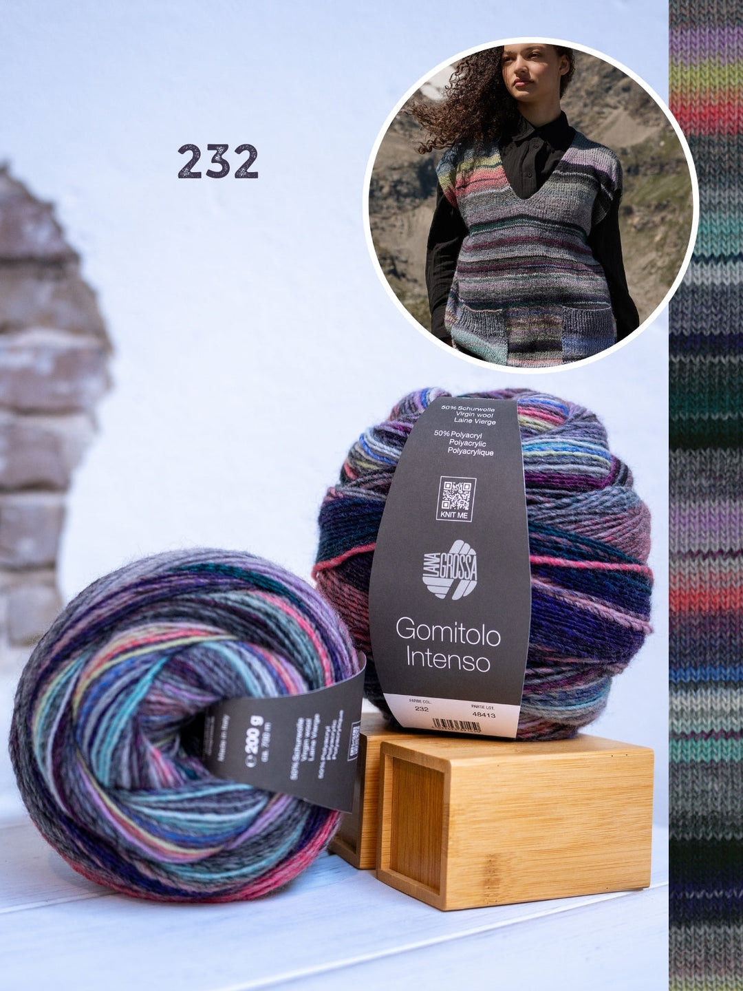 Strickpaket Gomitolo Intenso Top-down V-Ausschnitt-Pullunder