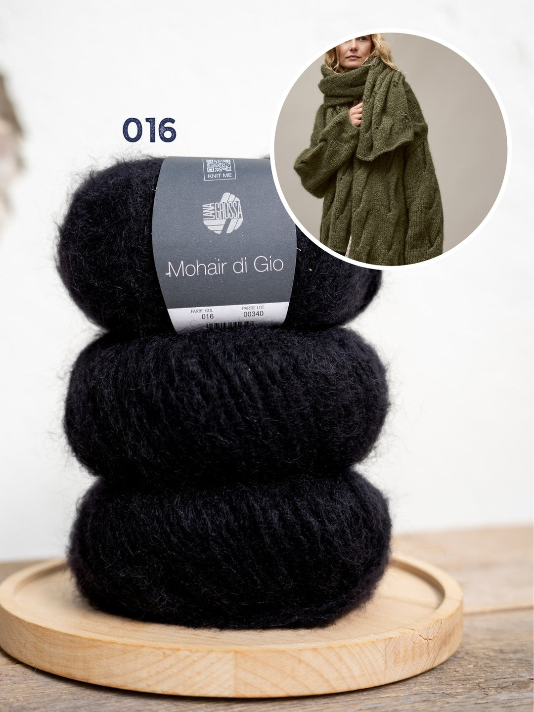 Strickpaket Mohair Di Gio Oversized Cardigan mit Zöpfen