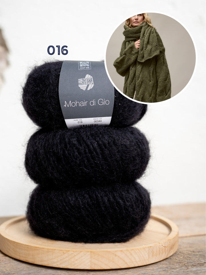 Strickpaket Mohair Di Gio Oversized Cardigan mit Zöpfen